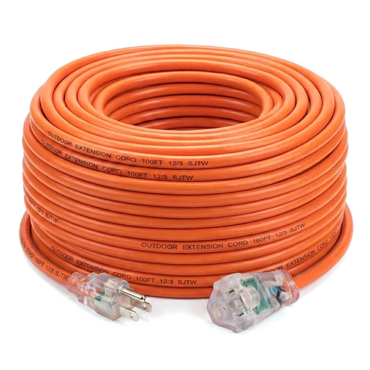 12/3 100ft Outdoor Extension Cord with LED Ends
