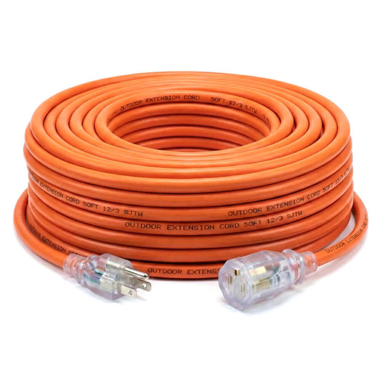 12/3 50ft Outdoor Extension Cord with LED Ends